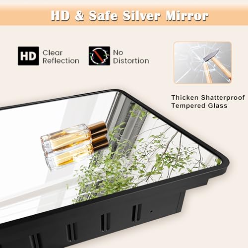 18x26 Medicine Cabinet with Mirror, Bathroom Storage Cabinet Mirror | Wall-Mounted or Recessed, Black Metal Frame, Adjustable Glass Shelves, Bathroom Vanity Mirror with Storage - size: 18"W x 26"H