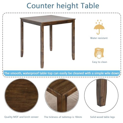 Knocbel Classic Counter Height 2-Person Dining Table for Small Space, Wooden Apartment Condo Pub Bistro Kitchen Dining Furniture (Walnut Square 36" H) - color: Walnut Square 36"h