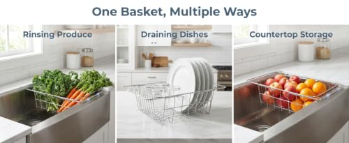 Expandable Over-the-Sink Stainless Steel Dish Rack - size: Extra Large