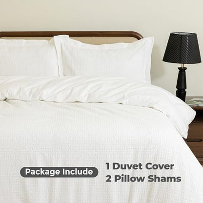 Dreamology Waffle Weave Duvet Cover, King Duvet Cover, 100% Cotton, 3 Pcs | Waffle Duvet Covers with Zipper Closure, Soft Luxury Textured & Breathable Duvet Cover Set,King Bedding Set (Cloud White) - color: Cloud White, size: King