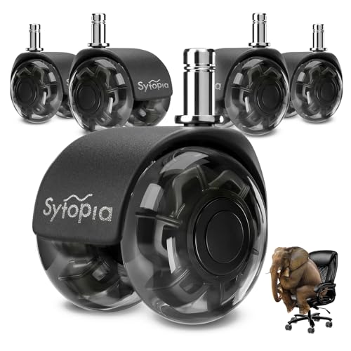 Chair Wheels Replacement, Heavy Duty Office Chair Wheels for Hardwood Floors and Carpet, Replaces Mat Rubber Office Casters Universal Accessories Set of 5 Black - color: Black-B-2 Inch