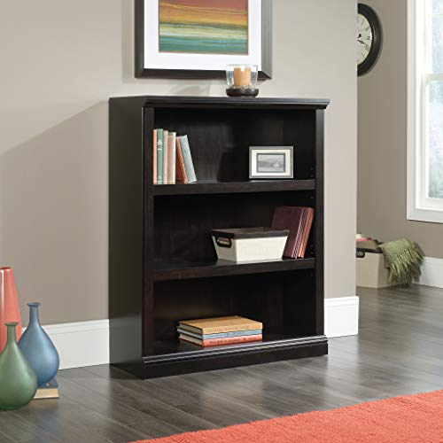 Sauder 3 Tier Book Shelf Wooden Bookcase Multipurpose Bookshelf for Home Office, Living Room, in Estate Black | Multipurpose - color: Estate Black Finish
