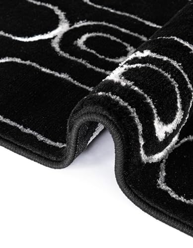 Rugs.com - Vogue Geo Rug – 8 Ft Runner Black and Silver High-Pile Rug – Modern Geometric Runner for Hallways, Entryways, and Bedrooms - color: Black and Silver, size: 2' x 8' (Runner)