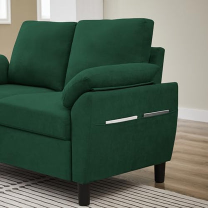 Small Loveseat Sofa, 57" Mid Century Modern Love Seat, 2 Seater Couches for Living Room, Bedroom, Small Spaces, Green - color: Green