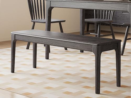 Dining Bench, Wood Bench Solid Oak Wooden Bench Indoor Dining Room Table Home Bedroom Bed End Restaurant Modern Hallway Furniture (Black, 39.4" W x 13.8" D x 17.7" H) - color: Black, size: 39.4" W x 13.8" D x 17.7" H