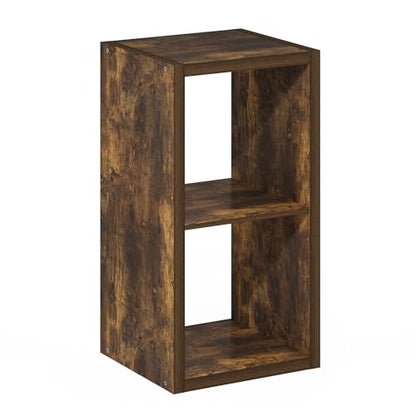 2-Cube Bookshelf, Cubicle Shelf Bookcase with Open Back, Position Reversible Book Shelf, 15 x 16 x 30, for Home Office, Living Room, Amber Pine - color: Amber Pine, size: 2 Tier