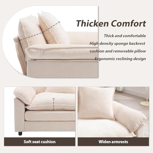 Modern Oversized Chair, Comfy Chenille Accent Chair Large Upholstered Armchair with Extra Thick and Deep Seat Lounge Chair for Living Room,Bedroom,Apartment, Beige - color: Beige, size: 1