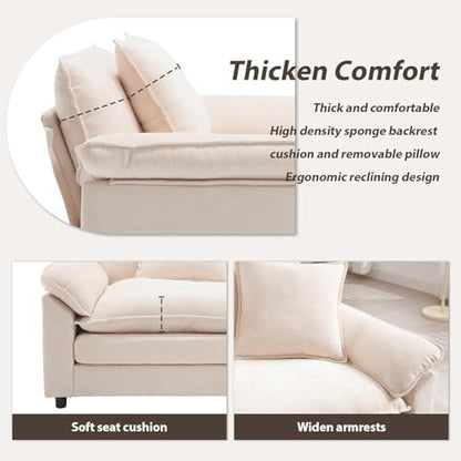 Modern Oversized Chair, Comfy Chenille Accent Chair Large Upholstered Armchair with Extra Thick and Deep Seat Lounge Chair for Living Room,Bedroom,Apartment, Beige - color: Beige, size: 1