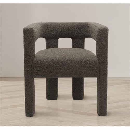 Meridian Furniture Athena Collection Modern | Contemporary Boucle Fabric Upholstered Accent | Dining Chair, 25" W x 21" D x 27" H, Brown - color: Brown