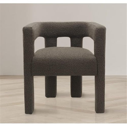 Meridian Furniture Athena Collection Modern | Contemporary Boucle Fabric Upholstered Accent | Dining Chair, 25" W x 21" D x 27" H, Brown - color: Brown