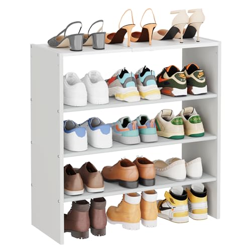 X-cosrack 5 Tier Shoe Rack, Stackable Shoe Organizer for Closet, Large Vertical Shoe Shelf with MDF Wood Side Panels & Metal Top, Waterproof Oxford Fabric Shoe Storage for Entryway, Zapateras - size: 1 Pack 5 Tier Standard