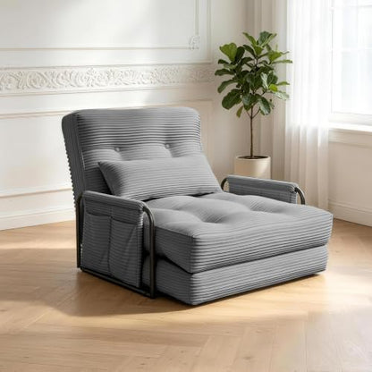 Futon Sofa Bed,Convertible Sofa Bed,Folding Boneless Couches | 3-in-1 Folding Sofa Bed,Boneless Couches for Living Room with Pillow & Side Pocket,High-density Foam,Single Sleeper,Grey - color: Dark Grey, size: Single