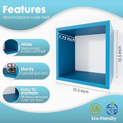 Cube Floating Shelves Set2, Display Shelves Wall Mount 7.75" D x 12.5" W x 12.5" H, (Cyan, Square 2 Cubes) - color: Cyan, size: Square-Set2