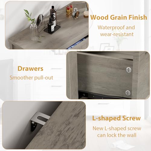 Jocoevol 5 Drawer Dresser for Bedroom - Farmhouse 44.9" Tall Chest of Dresser with Large Storage, Rubst Wood Construction for Living Room, Hallway & Entryway - Gray - color: Grey
