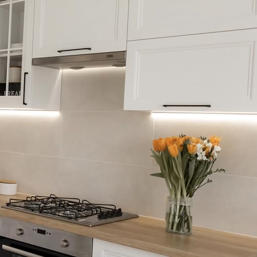 Maxxima 18 in. Hardwired LED Under Cabinet Strip Light, 690 Lumens, 3000K | Warm White, Kitchen and Living Room 120V White Cove Lighting, No Power Supply Needed - size: 18 Inch