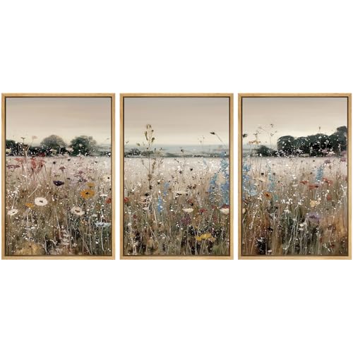 SIGNWIN Framed Canvas Print Wall Art Set Wildflower Meadow Vibrant Floral Landscape Illustrations Modern Scenic Colorful Ultra for Living Room, Bedroom, Office - 16"x24"x3 Natural - color: A26-2510-m26, size: 16"L x 24"W