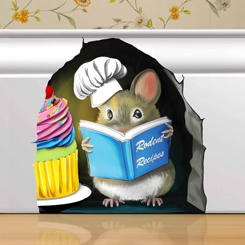 Adorable Pastry Mouse Reading Book Wall Sticker Decal – Kids Room, Classroom, Home Decor, Bookcase, Book Lover Gift, Children's Bedroom, Nursery, Cute Mouse, MICESTERPIECE - style: Pastry Mouse