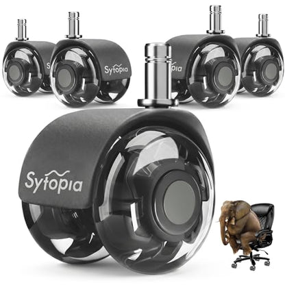 Office Chair Wheels 2" Desk Chair Caster Wheels Smooth Roller Style Quiet for Carpet and Hardwood Floors Universal Fit 11x22 mm Set of 5 Dark Grey - color: Dark Grey-2 Inch