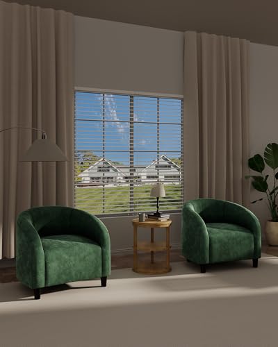 Accent Chair, Velvet Barrel Chairs, Comfy Round Club Armchair with Soft Cushion for Living Room, Bedroom, Reading, Waiting Room, Green - color: Green