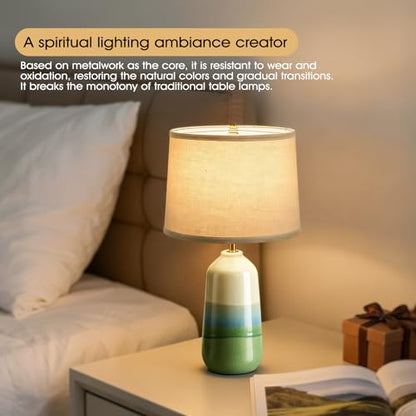 Misty Gradient Ceramic Eye-Caring SoftGlow Lamp with 3-Color Dimmable and Exquisite Round Shell for Room