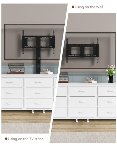 TV Stand with Mount for 32/55/65/75/85 inch TVs, Entertainment Center with 9 Fabric Drawers Dresser Storage, Height Adjustable Media Console - color: White