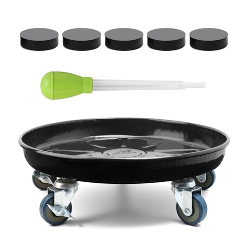 1 Pack 17 Inch Metal Plant Caddy With Lockable Wheels,Plant Stand Dolly for Heavy Planter,Wheeled Planter Saucer Tray,Rolling Plant Stand,Heavy-Duty Plant Caddy for Indoor and Outdoor(Black) - color: Black, size: 17 INCH 1PACK