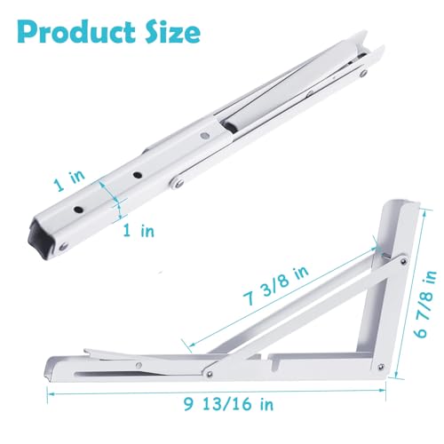 CLT 10" White Folding Shelf Brackets Max. Load 220 lb, Heavy Duty DIY Wall Mounted Shelf Bracket Space Saving for Table Work Bench, Pack of 2 - size: 10 inches, style: White