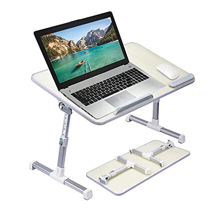 Amazon Basics Portable Foldable Adjustable Laptop Stand Tray Table Lap Desk for Bed and Couch, Fits up to 17-Inch Laptop, 13"x24", Cream - size: Large
