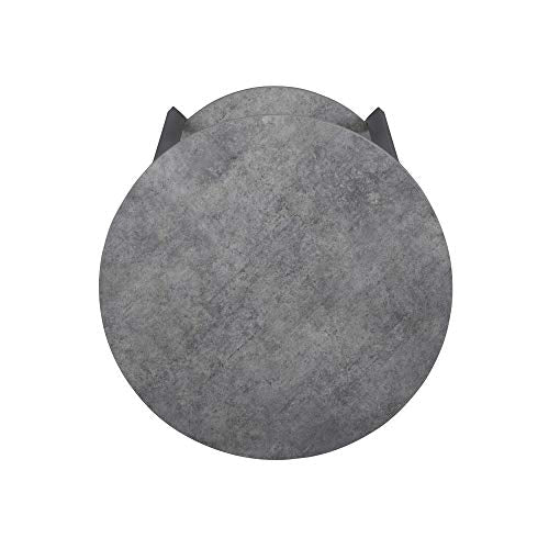 Household Essentials Jamestown Round Side End Table with Storage Shelf Rustic Slate Concrete and Black Metal - color: Slate