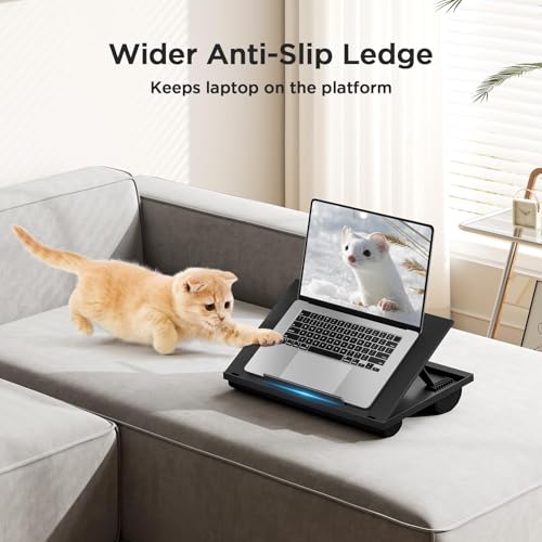 HUANUO Lap Desk with 8 Adjustable Angles – Up to 15.6" Laptop, Black | Dual-cushion base, carry handle, 30% thicker for durability, wider anti-slip ledge, for home office, sofa, bed, car - color: Black