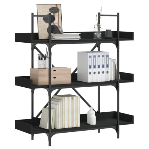 3-Tier Industrial Bookcase, Open Wood Bookshelf with Metal Frame, Storage Display Rack for Living Room, Home Office, 39.4 x 13 x 42.7 Inch, Black - color: Black 14
