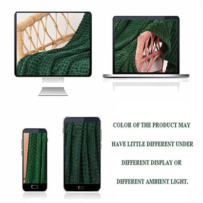 Puncuntex Fleece Throw Blanket Dark Green 50"×60" with Square Grid Design | Super Soft Plush Cozy Flannel Throw Blanket Luxury for Couch Sofa Chair - color: Dark Green, size: 50"×60"
