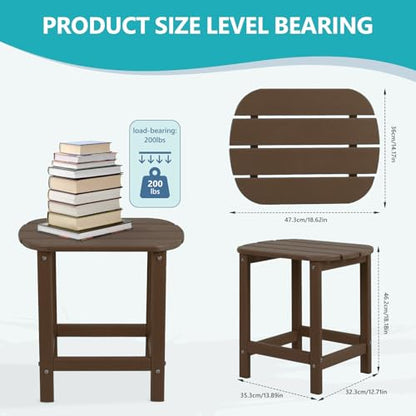 Hdpe Outdoor Adirondack Side Table, Wooden Textured, Coffee | Bathroom and Indoor, Maintenance & Weather Resistant, End TableSet for Patio, Garden, Backyard, 18.6×14.17×18.18 in - color: Coffee