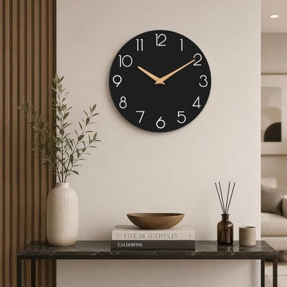 cicininc 10 Inch Battery Operated Wall Clock, Silent Analog, Black | Living Room | Kitchen | Office | Bathroom | Modern Style | Easy-to-read Numbers - color: C_black, size: 10"