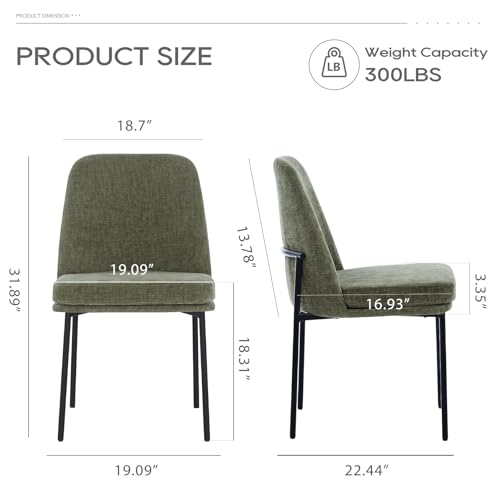 COLAMY Upholstered Dining Chairs Set of 2, Modern Dining Room Chairs with Curved Back and Metal Legs, Dinner Chair Kitchen Chairs for Dining Room and Living Room, Green - color: Green-f, size: Set of 2