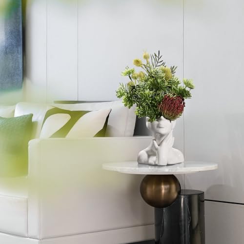 XSMXLNKWL Ceramic Face Vase White Flower Vase for Decor, Female Face Vase Art, Modern Decorative Vase Centerpiece for Table, Shelf, Living Room, Office, Bedroom, Small - style: Face Vase - Stroking the Neck