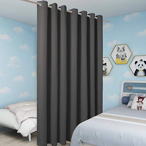 BONZER Dark Grey Room Divider Curtain Total Privacy Wall Screen Partitions | Grommet Thermal Insulated Soundproof Wide Blackout Curtains for Bedroom Living Room, 84L x 108W Inch (7L x 9W ft), 1 Panel - color: Dark Grey, size: 108"W x 84"L (Pack of 1)