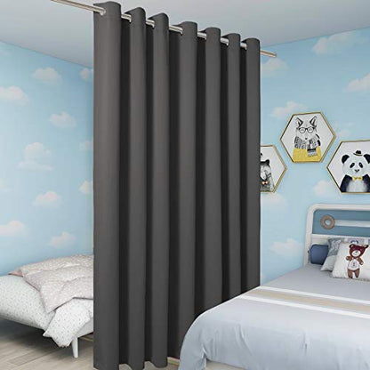 BONZER Dark Grey Room Divider Curtain Total Privacy Wall Screen Partitions | Grommet Thermal Insulated Soundproof Wide Blackout Curtains for Bedroom Living Room, 84L x 108W Inch (7L x 9W ft), 1 Panel - color: Dark Grey, size: 108"W x 84"L (Pack of 1)