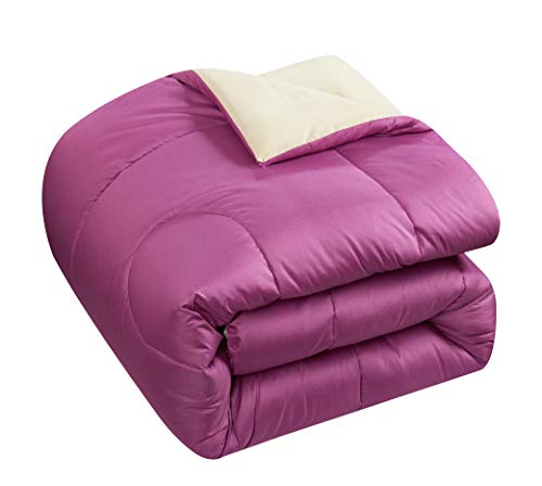Idea Nuova "Casa 7-Piece Solid Reversible Comforter Set with Bonus Sheets, Purple, Queen, 86"x86" - color: Purple, size: Queen