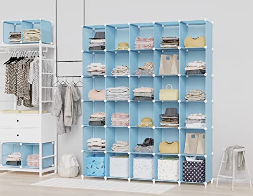 HOMIDEC Cube Storage Organizer, 16-Cube Closet Organizers and Storage | Portable Closet Organizer, Storage Cubes Shelves for Bedroom, Bathroom, Clothes Rack, Bookshelf for Kids Room, Blue - color: Blue, size: X-Large