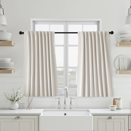 UHITECH Cream Blackout Curtains for Small Window 40 Inch Long 2 Panels Set | Thermal Insulated, Suitable for Kitchen/Bedroom/Living Room/Basement, Privacy, Soundproof, Noise Cancelling, Outdoor - color: Cream, size: 50"W x 40"L (Pack of 2)
