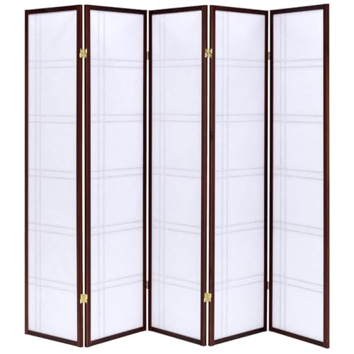 Legacy Decor 5 Panels Room Divider Privacy Screen Lattice Design 5.9 ft Tall x 7.3 ft Wide Cherry - color: Cherry, size: 5 Panel