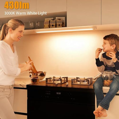 2Pcs 16 Inch Under Cabinet Lights with Hand Wave, Under Counter Lighting 3000K Warm White,Dimmable,Plug and Play,LED Lights for Kitchen Cabinet, Cupboard, Closet, Desk - color: 3000K-Warm White, size: 16inch-2Pack