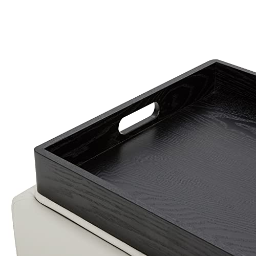 CHITA Storage Ottoman Cube with Tray Lid, Small Footstool with Storage, Square End Table for Living Room and Bedroom, Faux Leather in Light Gray - color: Light Gray