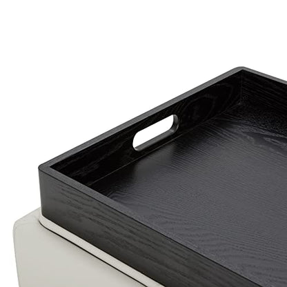 CHITA Storage Ottoman Cube with Tray Lid, Small Footstool with Storage, Square End Table for Living Room and Bedroom, Faux Leather in Light Gray - color: Light Gray