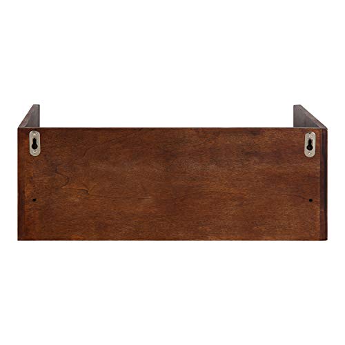Kate and Laurel Kitt Modern Floating Wall Shelf Side Table with Drawer, 18" x 12" x 6.5", Walnut