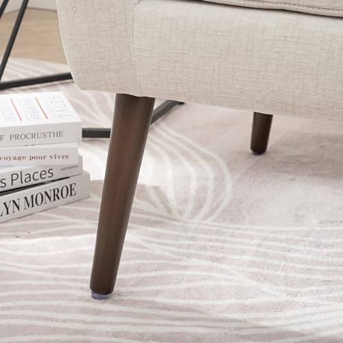 Accent Chair, Living Room Chairs with Solid Wood Legs & Pillow | Chairs Living Room with High Tufted Backrest, Reading Chair for Bedroom/Office, Chenille Fabric - color: Beige(a)