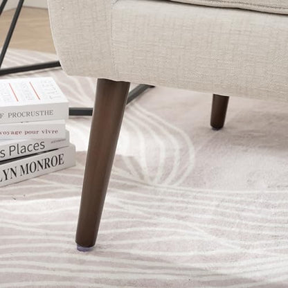 Accent Chair, Living Room Chairs with Solid Wood Legs & Pillow | Chairs Living Room with High Tufted Backrest, Reading Chair for Bedroom/Office, Chenille Fabric - color: Beige(a)