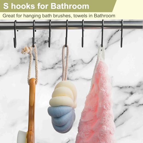 ESFUN 30 Pack 2.4 inches S Hooks for Hanging on Wire Shelves, Black S Shaped Hanging Hooks Hangers Pan Holder Pot Wire Rack Hooks for Kitchenware Spoons Pans Pots Utensils Jeans Bags Towels Plants, - size: 2.4 inch