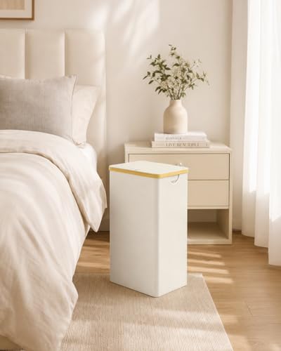 IEGrow Laundry Hamper with Lid,110L Laundry Basket with Mesh Bags,Beige | Dirty Clothes Hamper Basket with Bamboo Handle for Clothes Towels - color: Beige, size: 110L